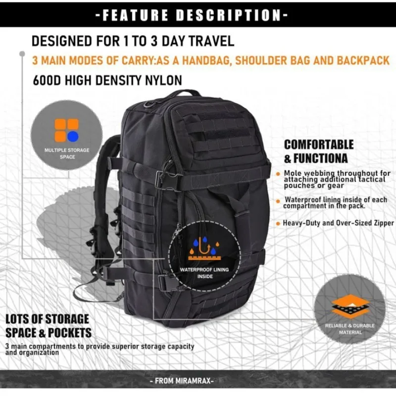 

Oulylan Outdoor Camping Bags Molle Men Backpacks Travel Bag Large Capacity Fitness Backpack Hiking Bag Tactical Backpack