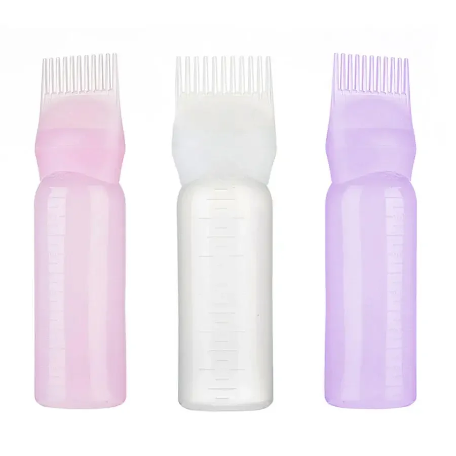 120ml Multicolor Plastic Hair Dye Refillable Bottle Applicator Comb Dispensing Salon Hair Coloring Hairdressing Styling Tool