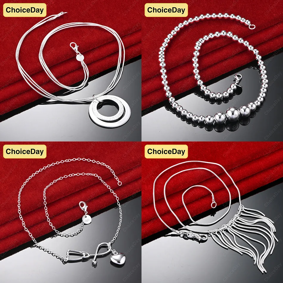 

ChoiceDay 925 Sterling Silver Delicate Beaded Necklace Women's Party Accessories Wedding Jewelry Gift