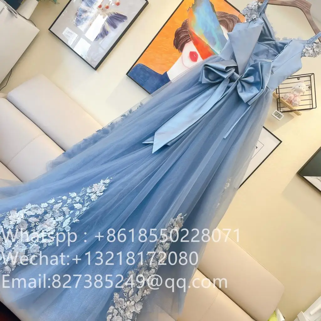 Robes de Quinceanera bleues sexy pour filles, robe de Rh, appliques, nœud papillon, corsage long, 15 ans, fête d'anniversaire, corset, 2023