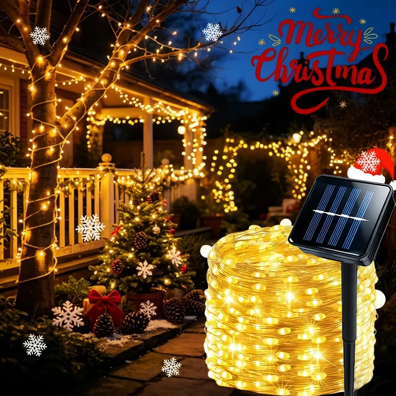 Outdoor Waterproof 8 Lighting Modes LED Solar Fairy Lights Christmas Solar String Lights Garden Yard Holiday Decor Lights
