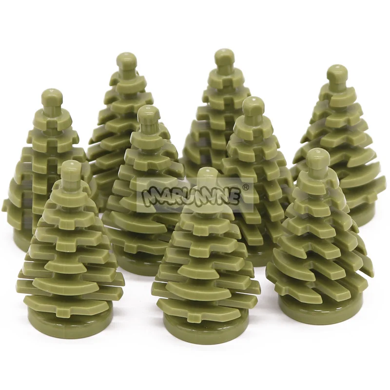 Marumine 10PCS Small Christmas Tree MOC Building Blocks Spruce 2435 Compatible Construction City View Bricks Parts  Stalk Grass