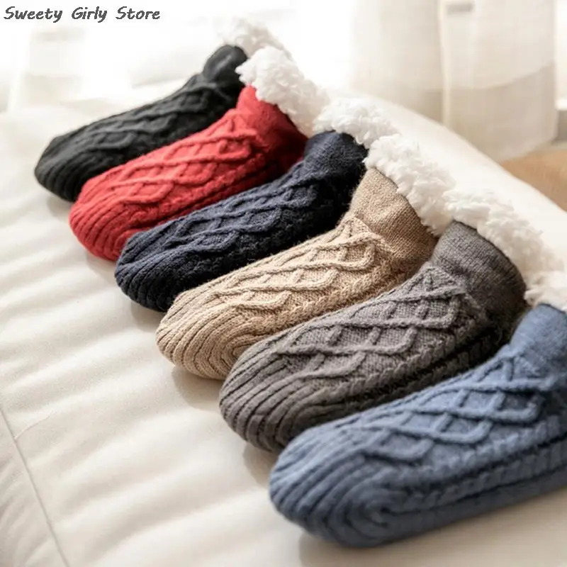 Anti-slip Super Warm Winter Bedroom Sock Thicken Plush Sleeping Socks for Women Men Knitting Sokken New Year Footwear