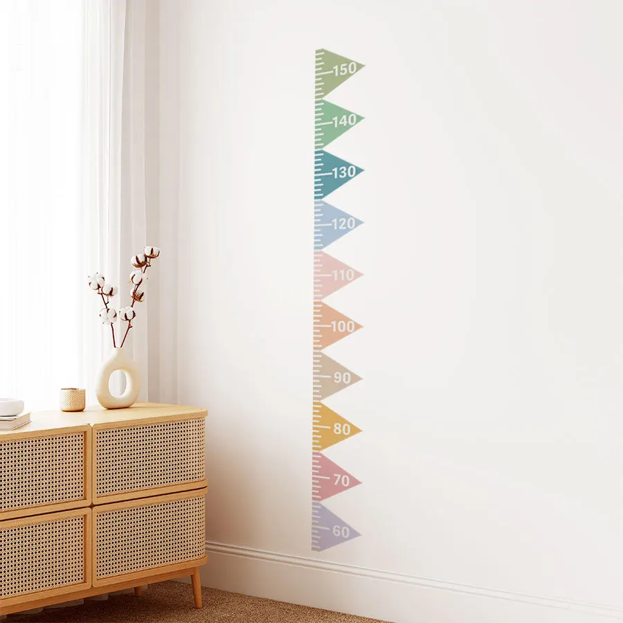 Triangle Arrow Height Chart Wall Sticker Removable Growth Ruler Self Adhesive Geometric Wall Decal Home Bedroom Interior Decor