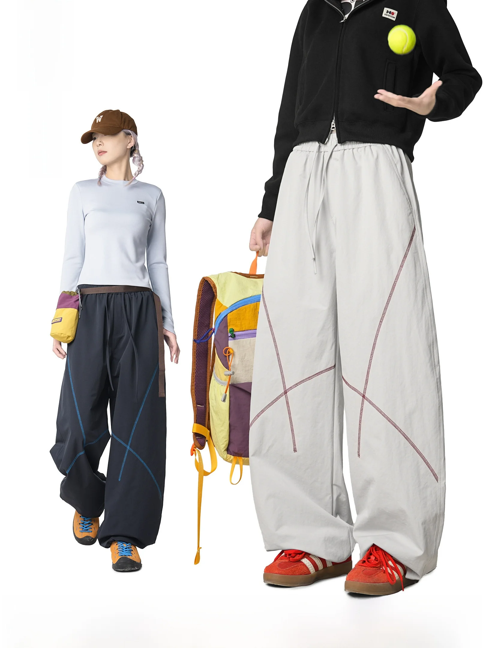 

OWOX Outdoor Hiking Sport Pants Fce Lined Straight Leg Wide Leg Trousers Casual Comfortable Loose Fit Polyester Fiber