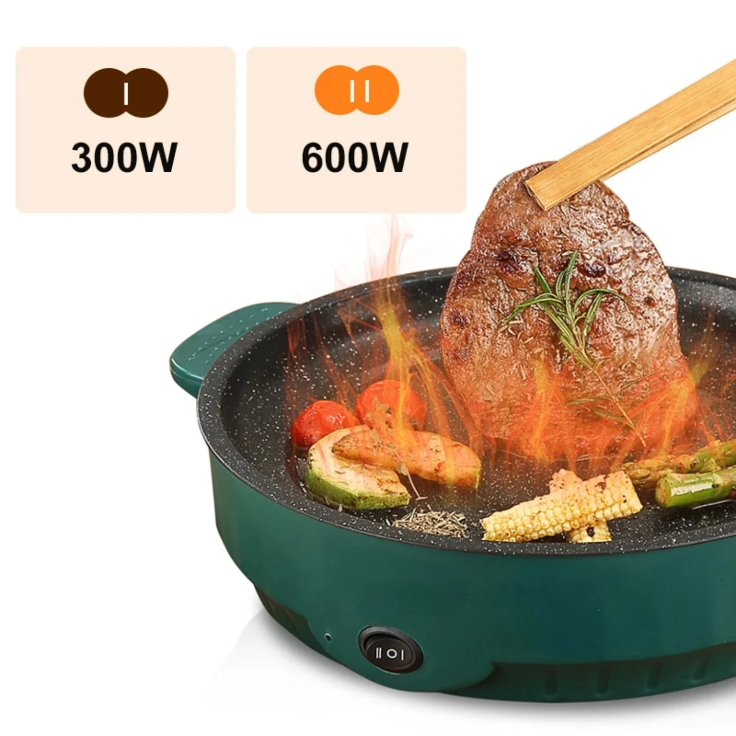 Versatile Non-Stick 220V Household MultiCooker and Barbecue Frying Pan - Ideal for Cooking Perfectly Grilled Steak, Crispy Fish,