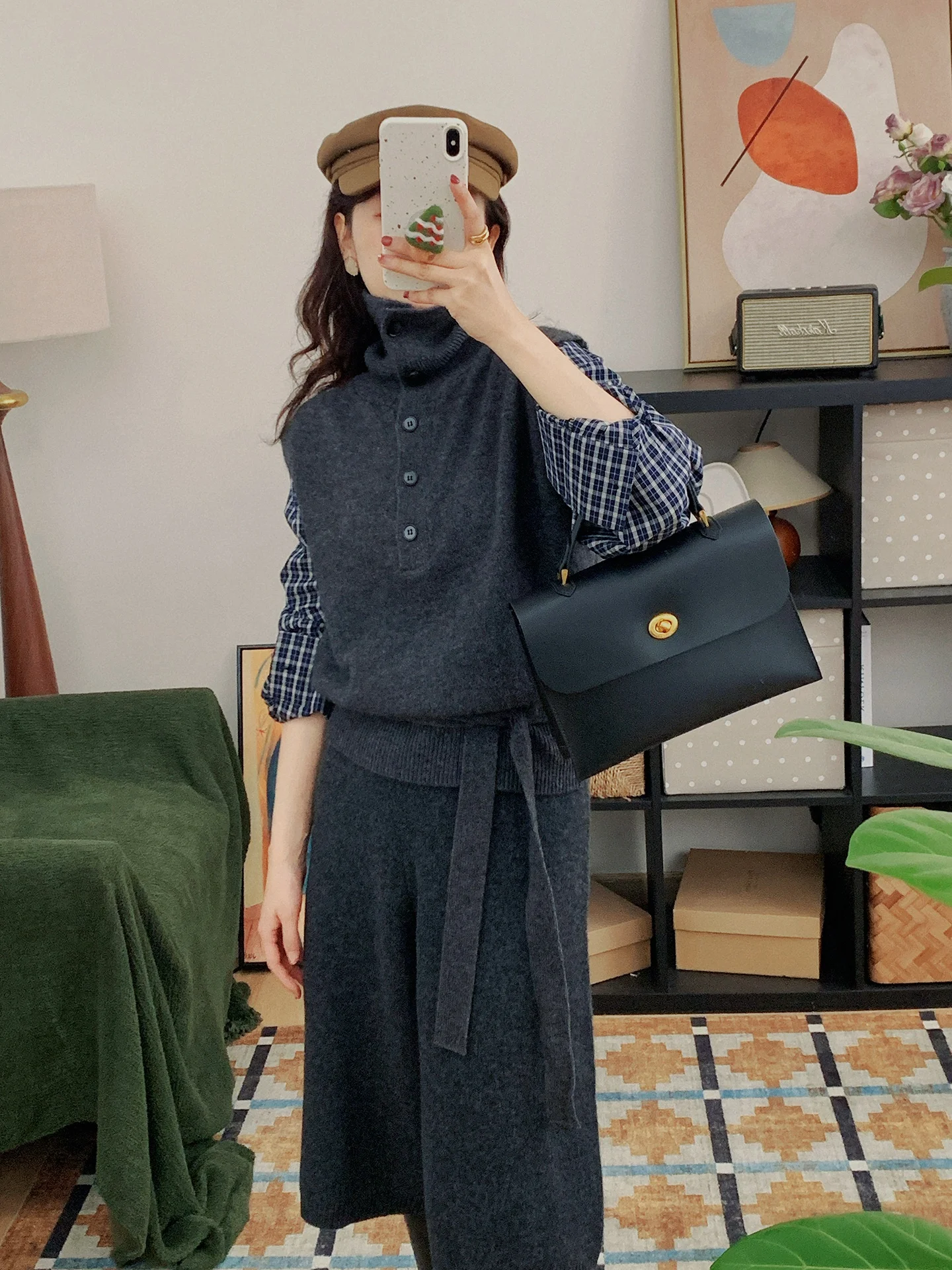 

Women's Camere Wool Blend High Collar irt Sve Knitwear Casual Loose Fit Winter Thiened Long Sve Top