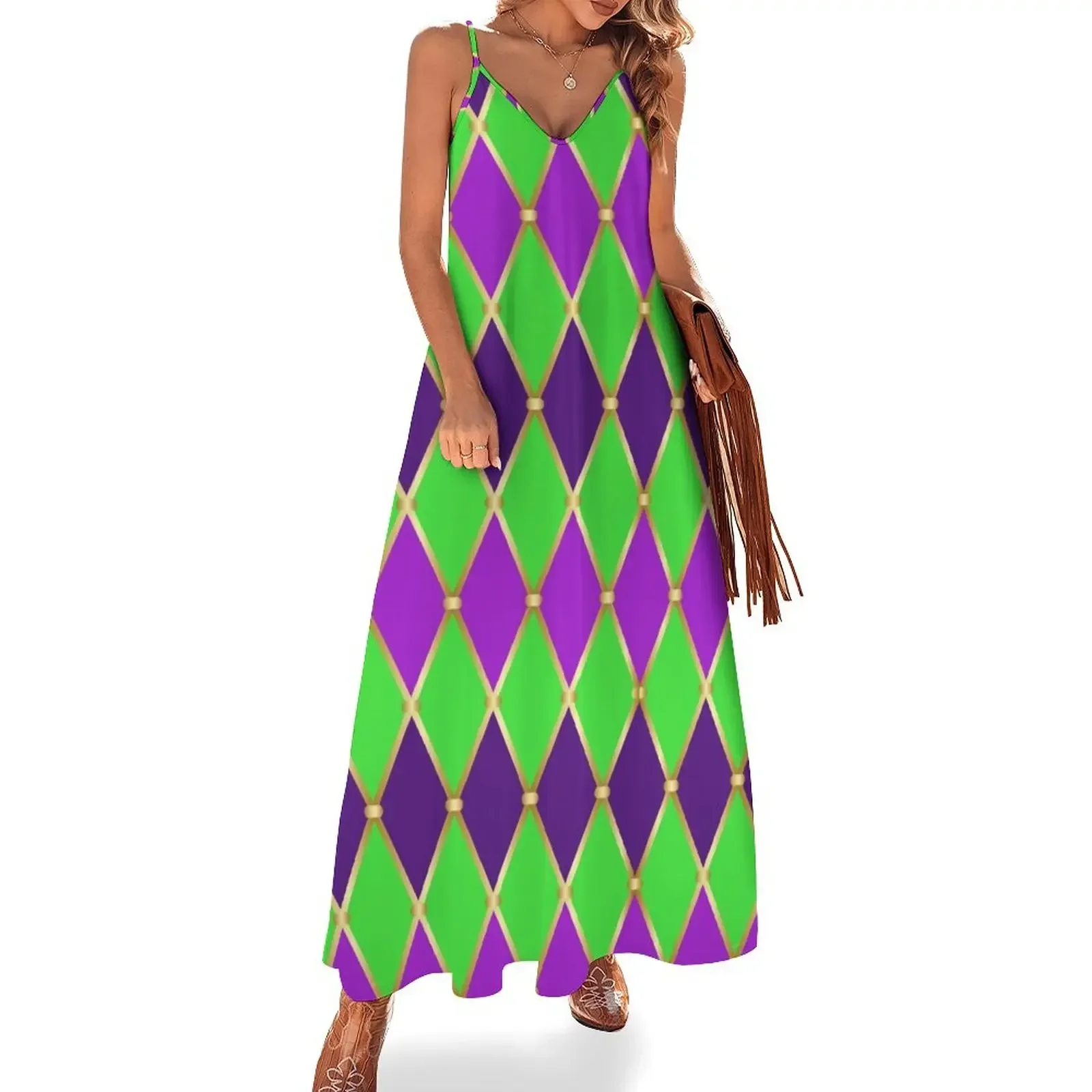 

Harlequin Mardi Gras Sleeveless Dress dresses for woman 2024 women dresses Dress