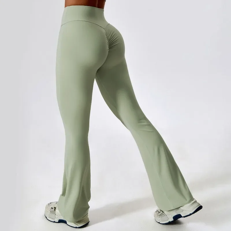 High Waist Flared Yoga Pants with Flared Legs for Dance and Fitness Leggings Casual Stretchy Lycra Shaping Butt-Lifting Outwear