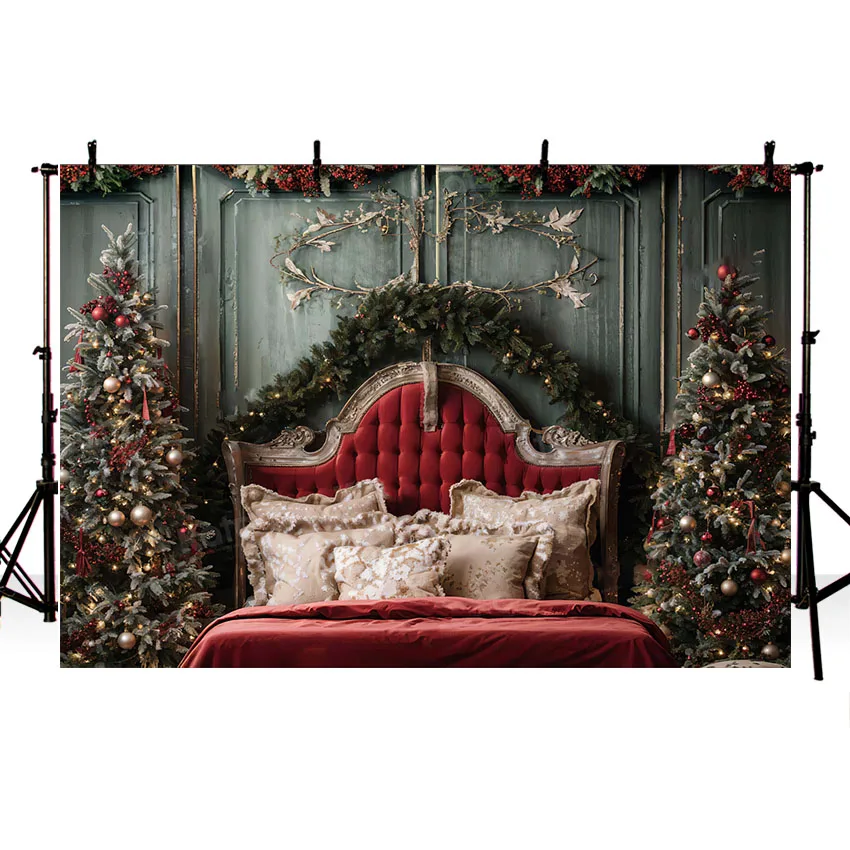 Mehofond Photography Background Vintage Christmas Headboard Winter Xmas Trees Kids Family Portrait Decor Photo Backdrop Studio