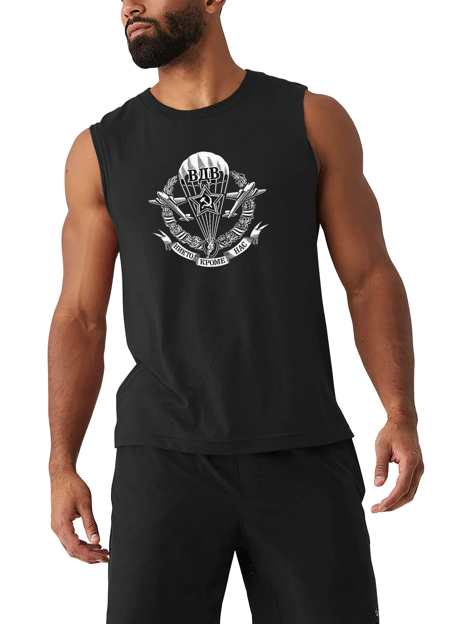 Soviet Russian Airborne Troops VDV Paratrooper Emblem Tanktop 100% Cotton O-Neck Vests Casual Mens Sleeveless T-shirt