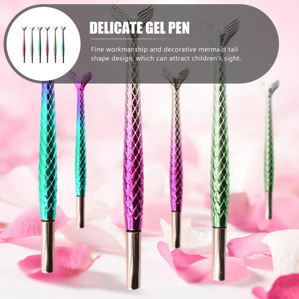 

6Pcs Household Gel Pens Mermaid Tail Shaped Smooth Writing Pens Multi-Function Portable Sign Pen for Students Writing Pen