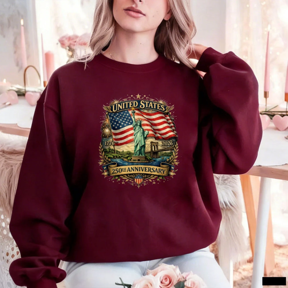 

Anniversary Independence Day 1776-2026 Patriotic American Flag United States Matching Hoodies Winter Long Sleevev Sweatshirt Top