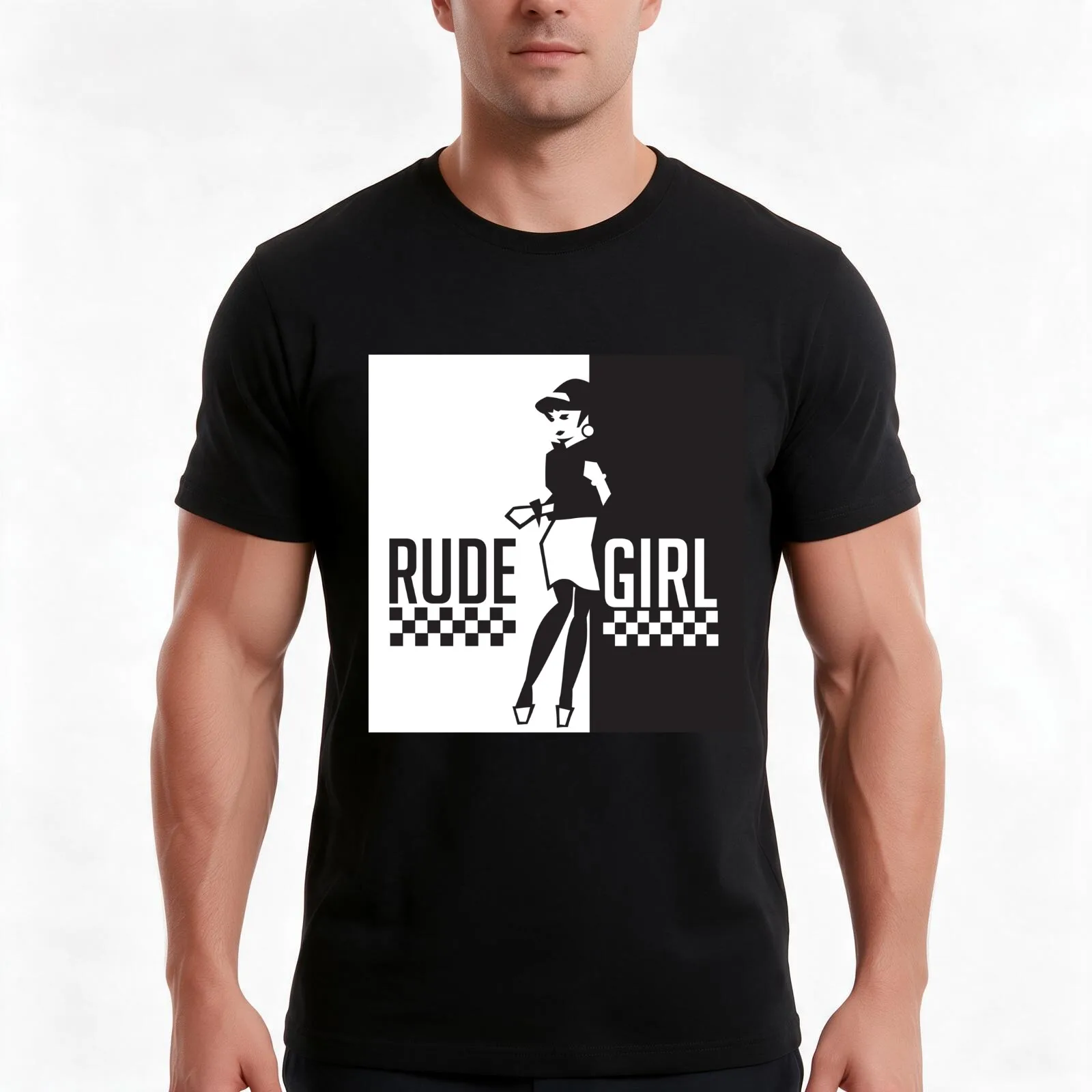 Rude Girl T-Shirt, Summer Casual Cotton Tee, Oversized Streetwear Tops, Vintage Graphic Print, Loose Fit Short Sleeve
