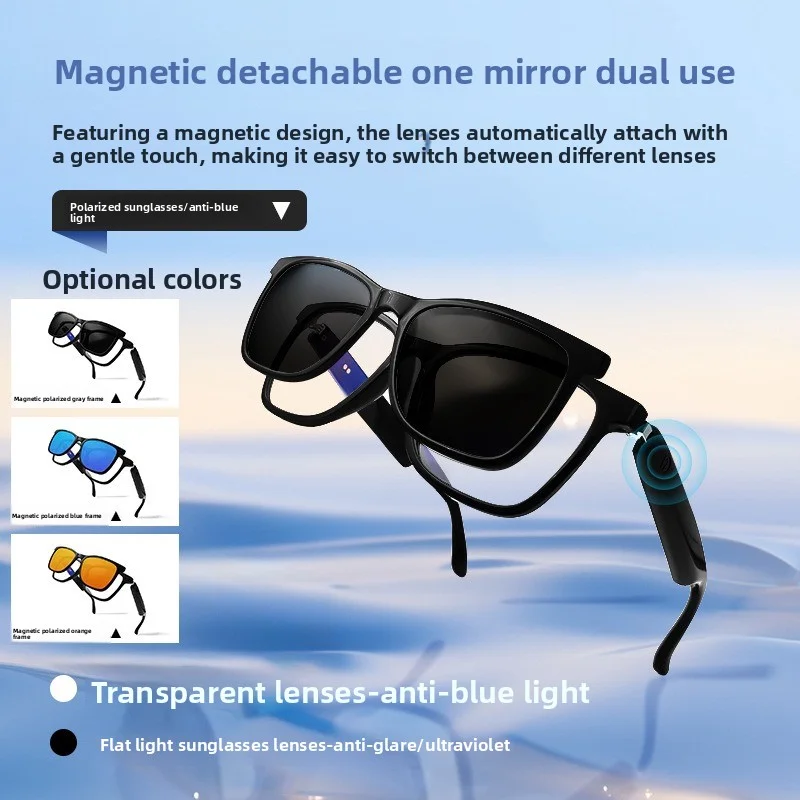

Bluetooth smart glasses - translation, listening to music, making calls, stylish sunglasses with interchangeable lenses