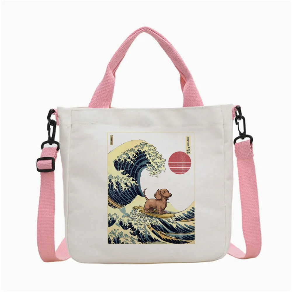 Dachshund tote bag foldable sac cabas canvas  y2k shopper femme