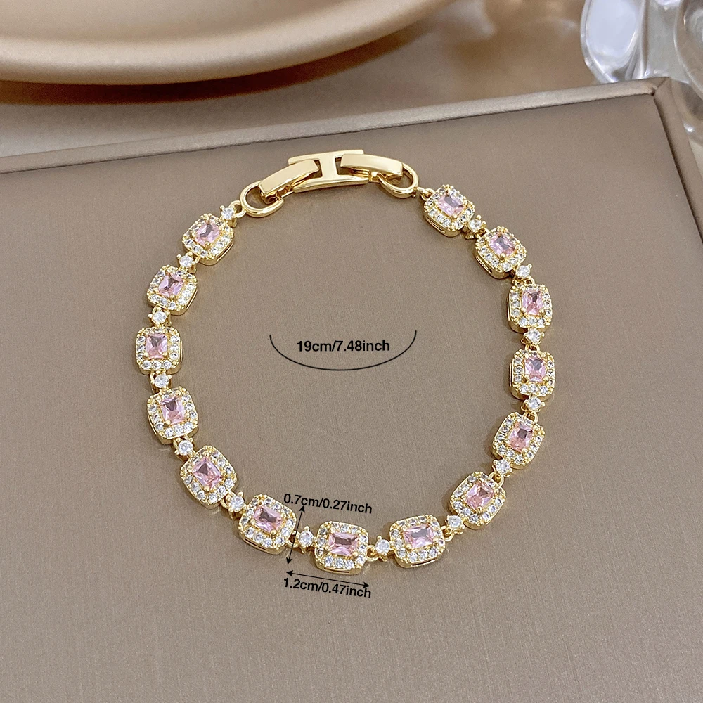 1 Set AENSOA Kupfermaterial Buntes Armband für Damen Zierliche Luxus-Zirkon-Handkette Klassisches Romantisches Schmuckgeschenk – Detail 10