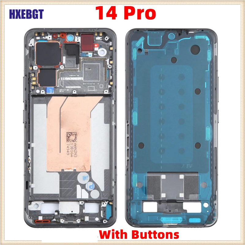 Quadro frontal lcd para xiaomi 14 pro, moldura intermediária + botões laterais mi14 pro, peças de reparo