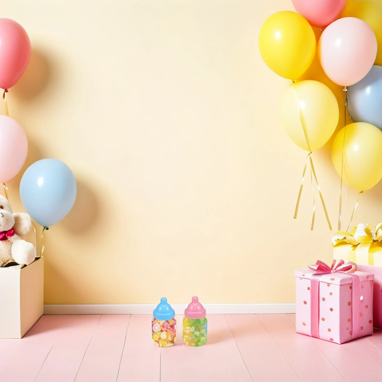 

24pcs Mini Candy Jar Favor Fillable Shower Candy Box Reusable Plastic Small Bottle For Gender Reveal Party Decor Treats -