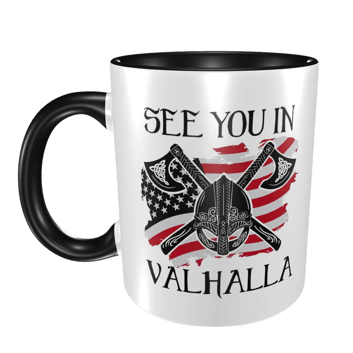 See You In Valhalla Viking American Flag Mug Funny Ceramic Coffee Cups Tea Mugs Milk Cup Drinkware Gifts for Woman Man