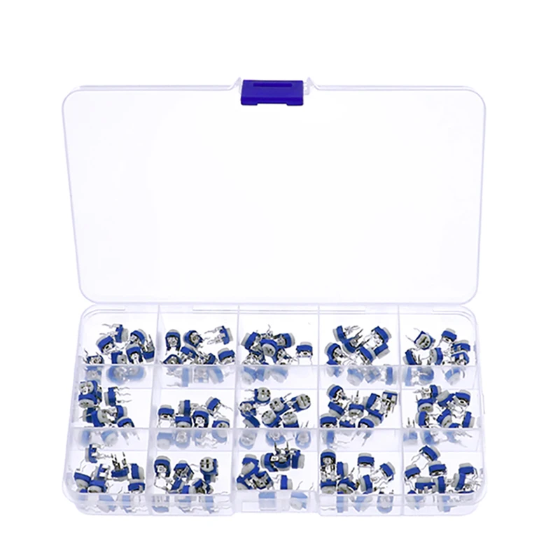 150 قطعة RM065 مقياس جهد التشذيب 100 200 220 500 1K 2K 5K 10K 20K 50K 100K 200K 500K 1M 2MΩ ، مقاومات متغيرة مجموعات متنوعة