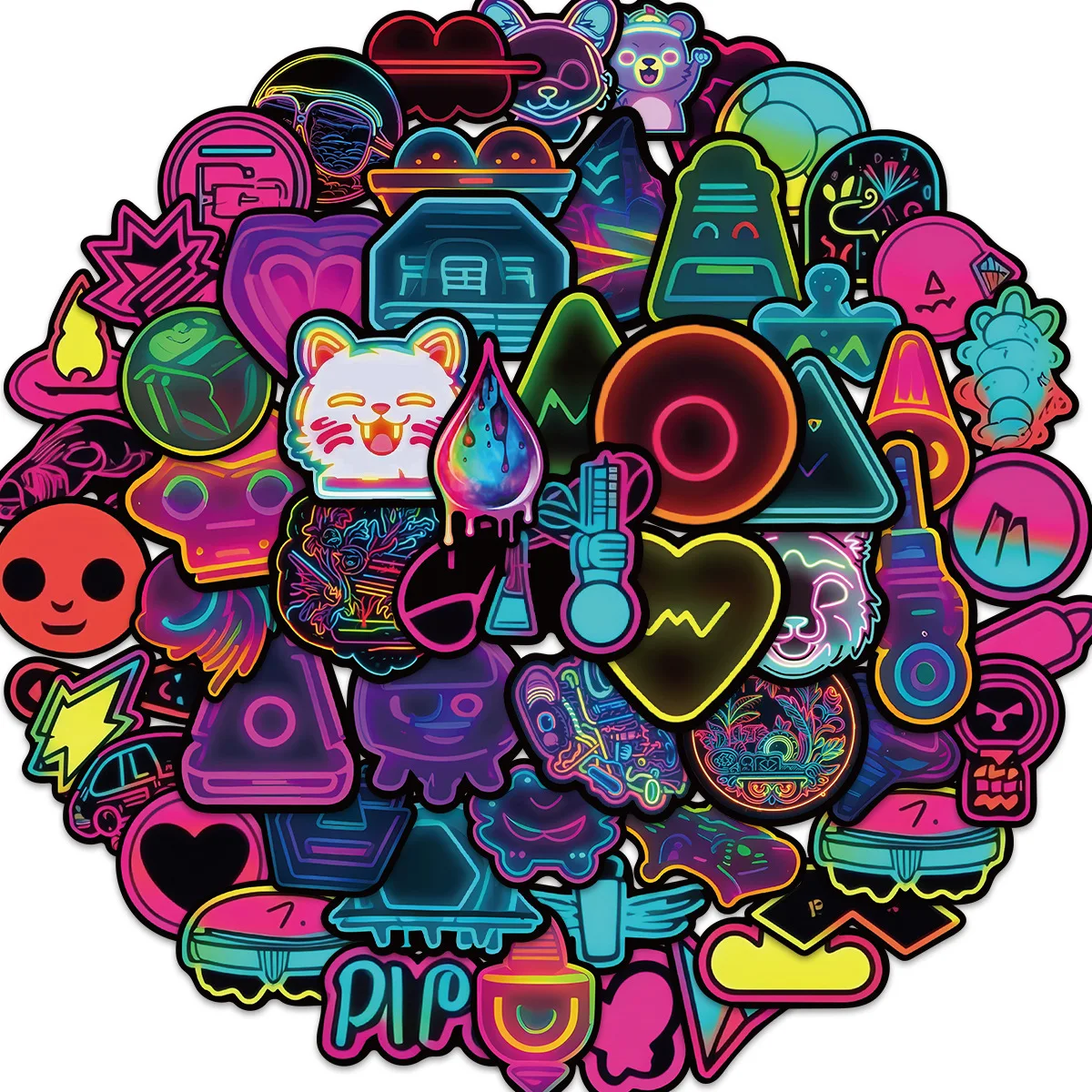 خوذة جرافيتي رائعة بنمط نيون كرتوني ، لوح تزلج ذاتي الصنع ، كوب ماء ، كمبيوتر ، جيتار ، دفتر ملاحظات ، موضة ، جديدة ، بيع بالجملة ، 10 ، 30 ، 50