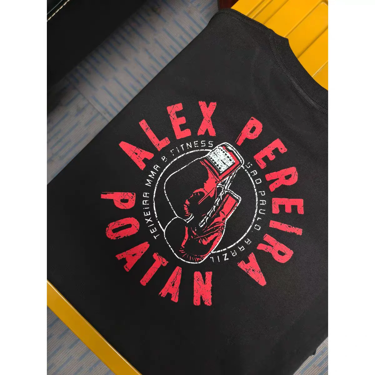 

Pure Cotton ort Sve T-irt Boxing Martial Arts Loose Fit Summer Men's Clothing Punch King Perera Creative Fun Print
