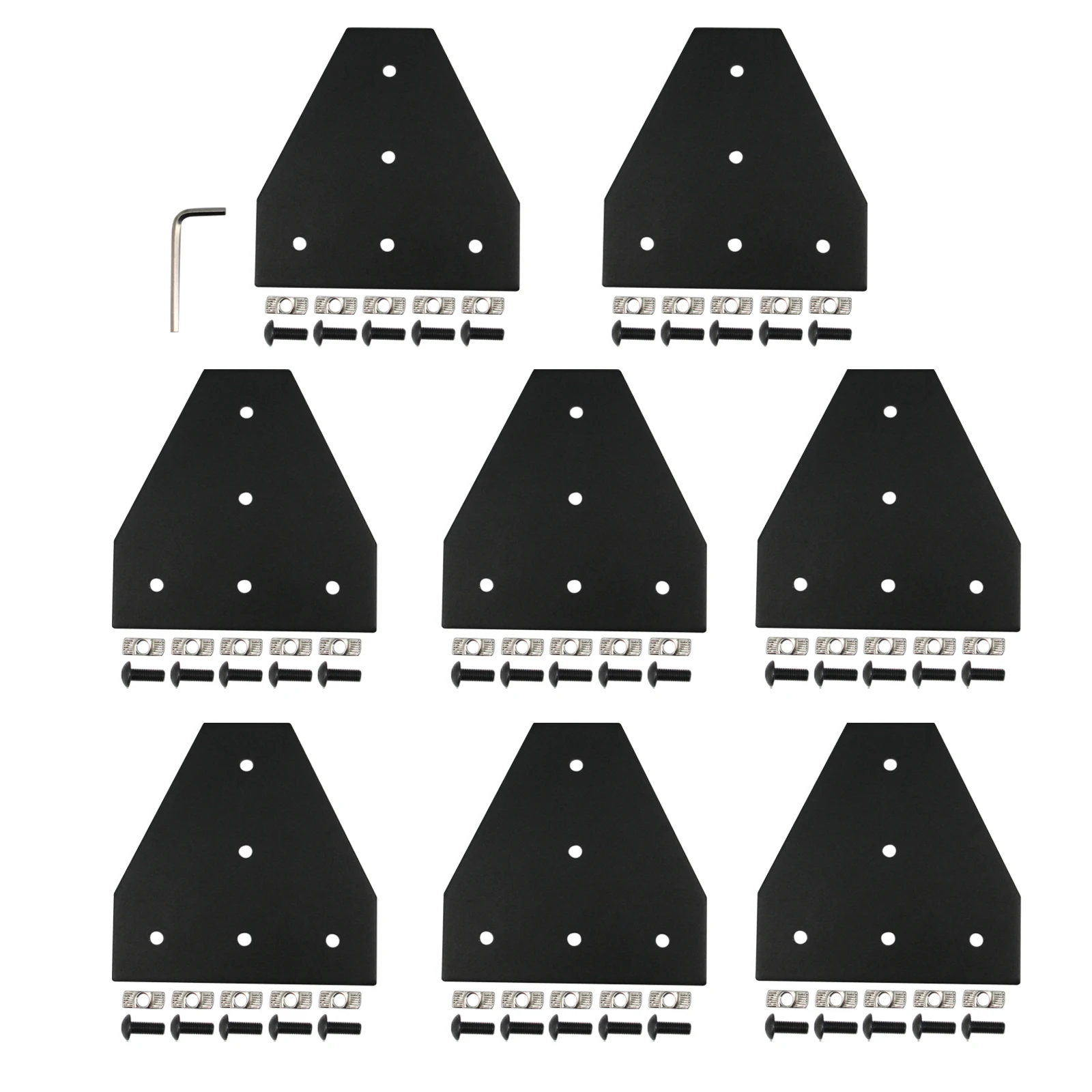 T Type 40mmx40mm Corner Bracket Plate with M6 Screws+T-Nuts, 5-Hole 90 Degree Joint Board Plate for 4040 Series Aluminum Profile