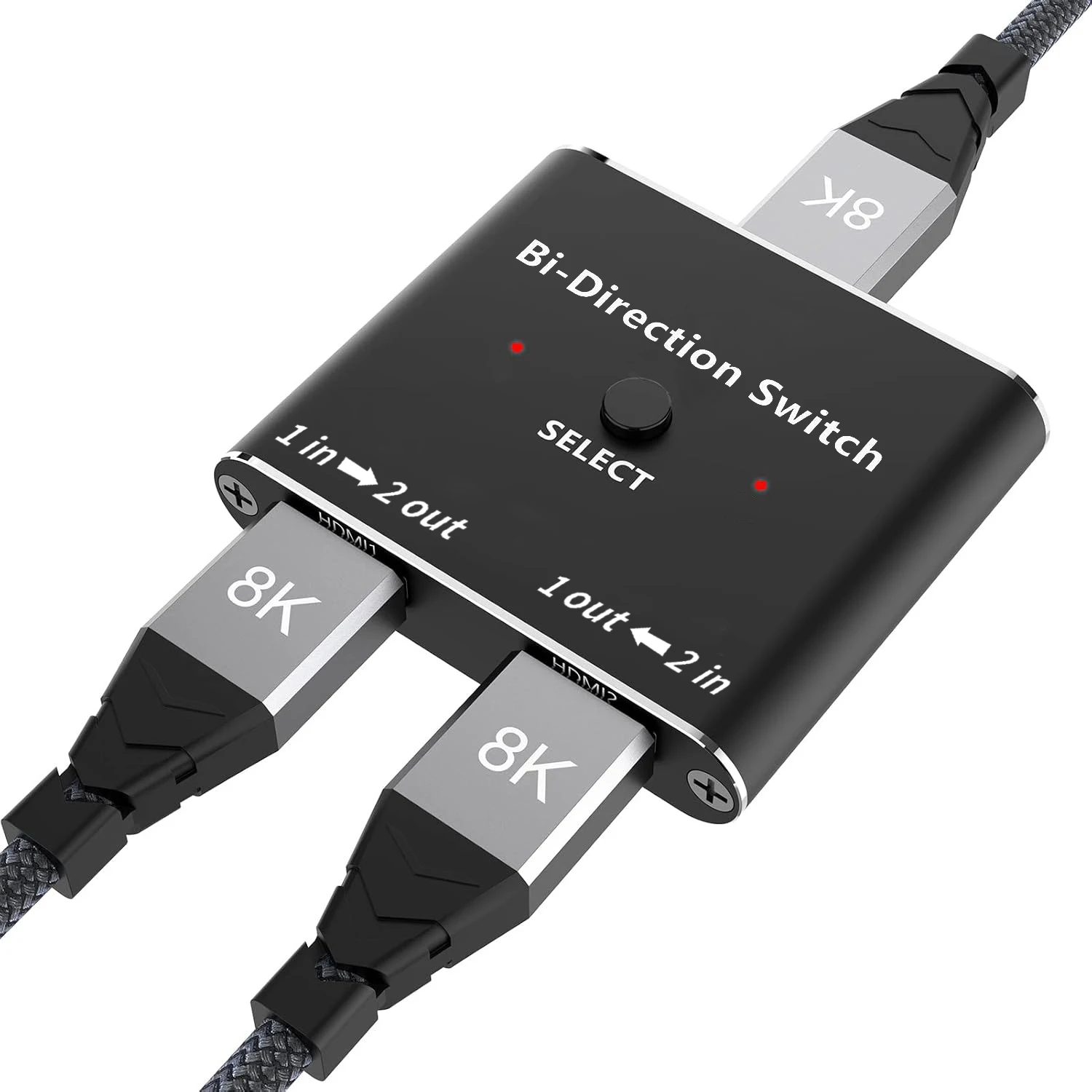 

HDMI-compatiblle 2.1 Switch Splitter Aluminum 8K 4K 120Hz 48Gbps 2-in 1-Out, 1-in 2-Out Switcher for Laptop Desktop PC Monitor