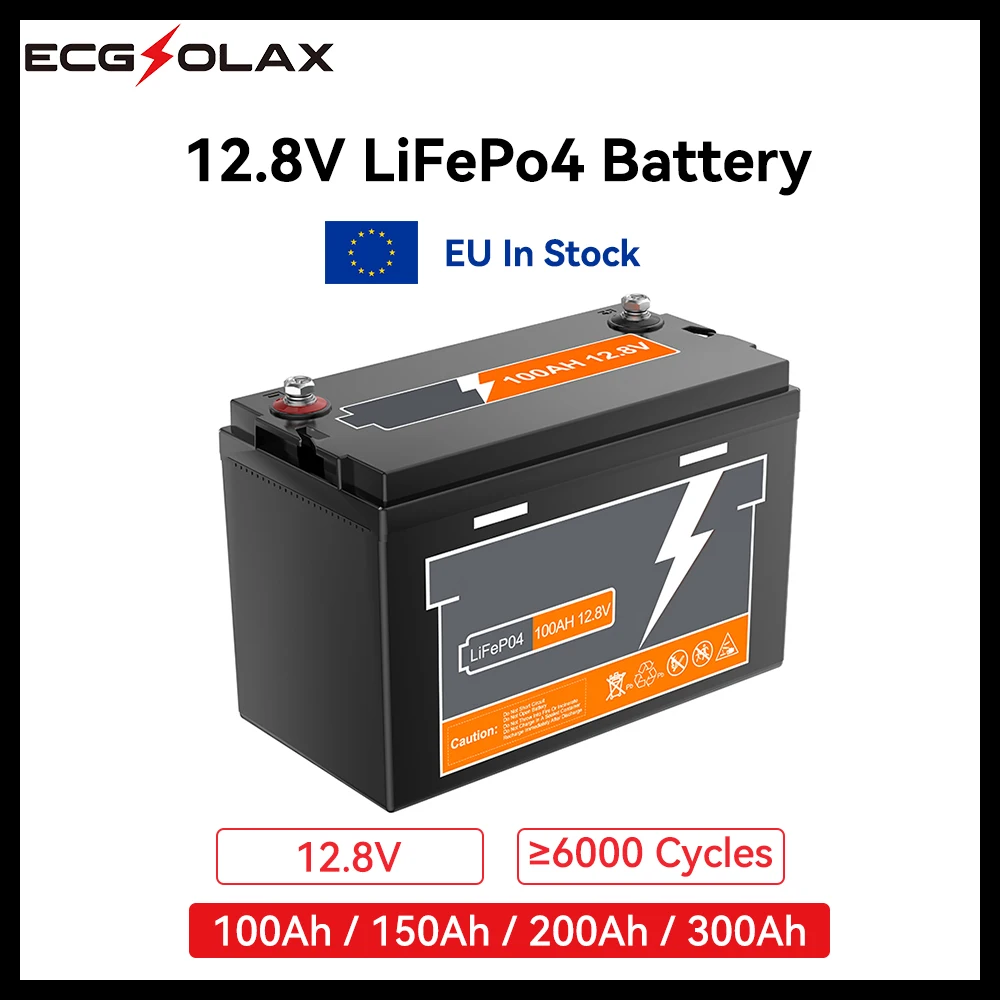 ECGSOLAX 12V 100Ah 150Ah 200Ah 300Ah LiFePo4 Batterie BMS Solar Batterie 12V Wiederaufladbare