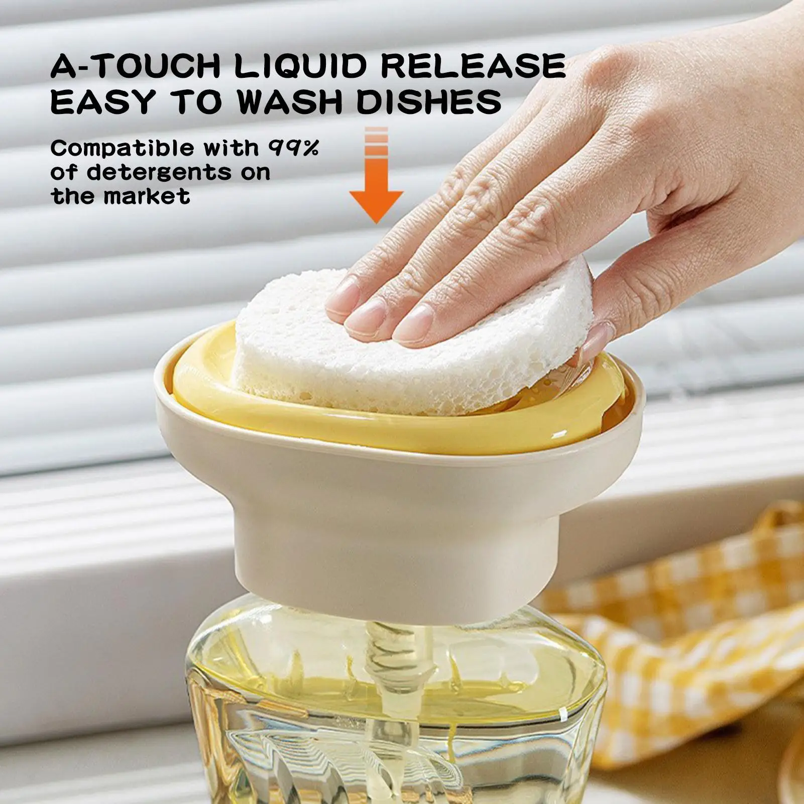 Dish soap dispenser and sponge holder soap liquid pump dispenser kitchen detergent press box Suitable for kitchen and bathroom