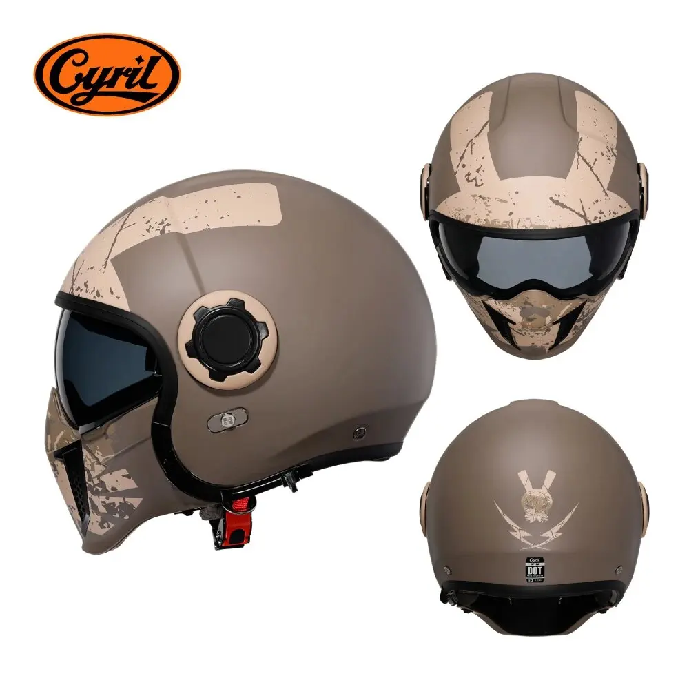 

Modular Motorcycle Helmet Full Face Helmet Open Face Helmet Double Lens DOT ECE APPROVED CYRIL OP12A Man Woman Retro Moto Helmet