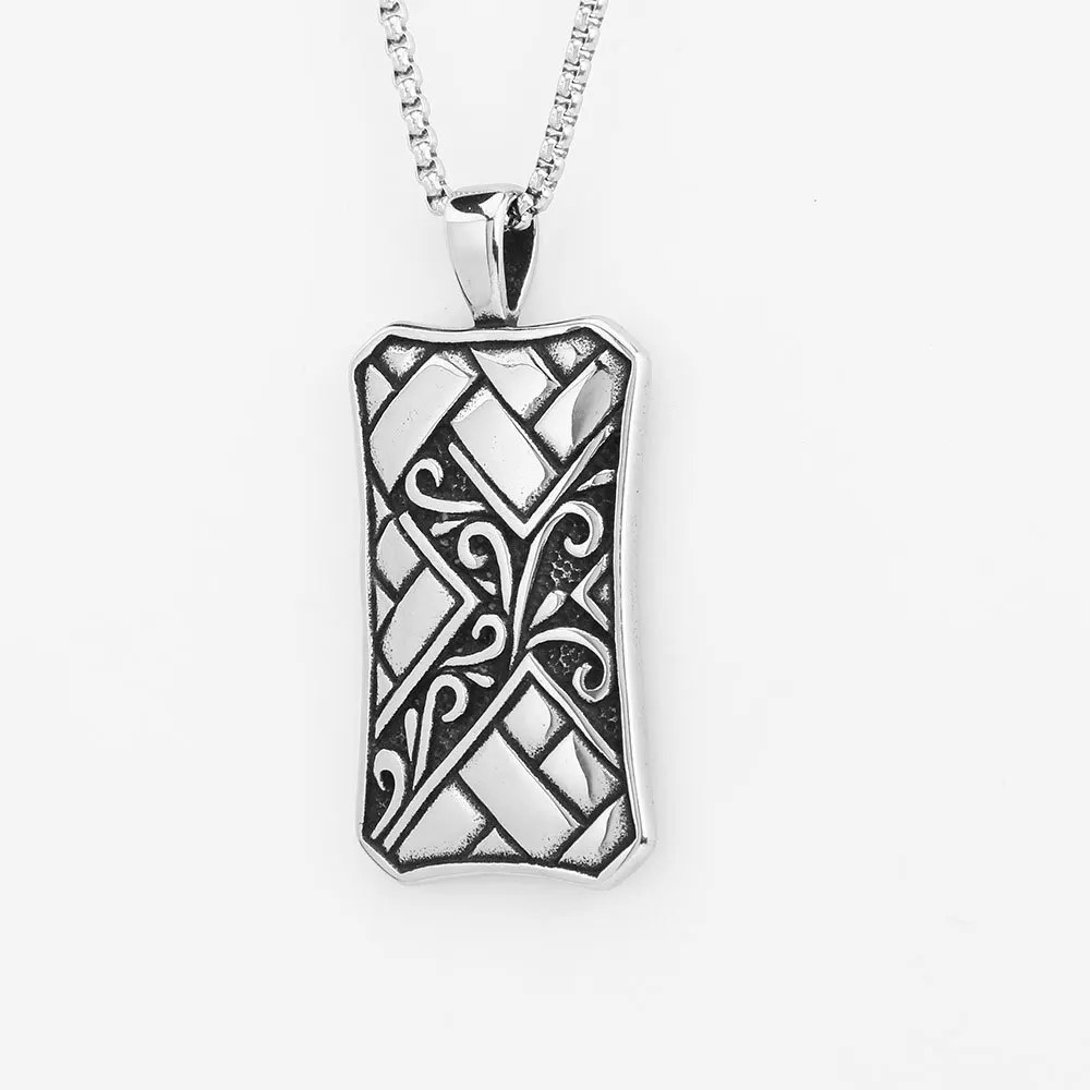 European and American Drip Oil Stainless Steel Pendant Willow Leaf Square Fashion Boutique Pendant