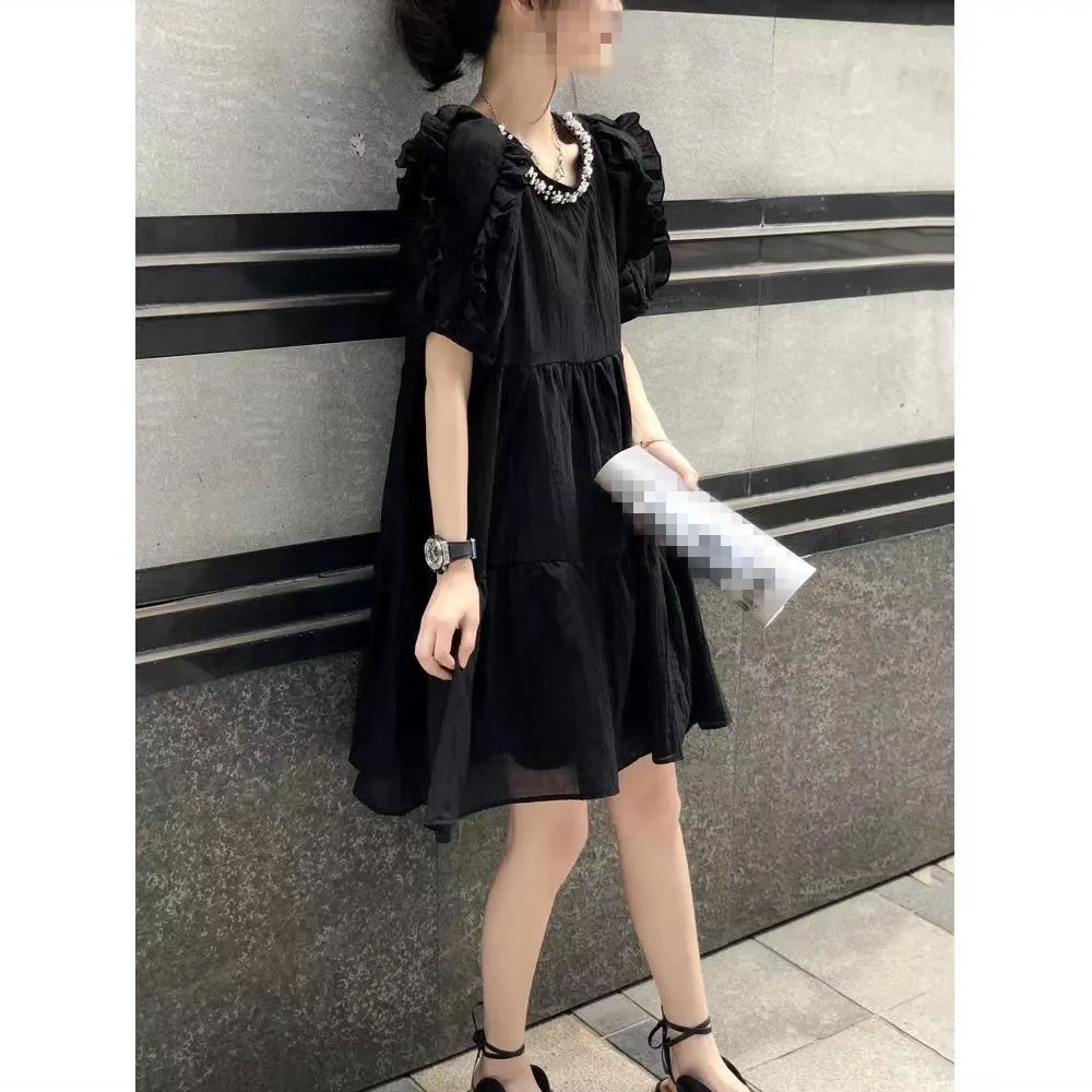 

2024 Women's Clothing Lace round neck A-line dress Spring Summer New 0809