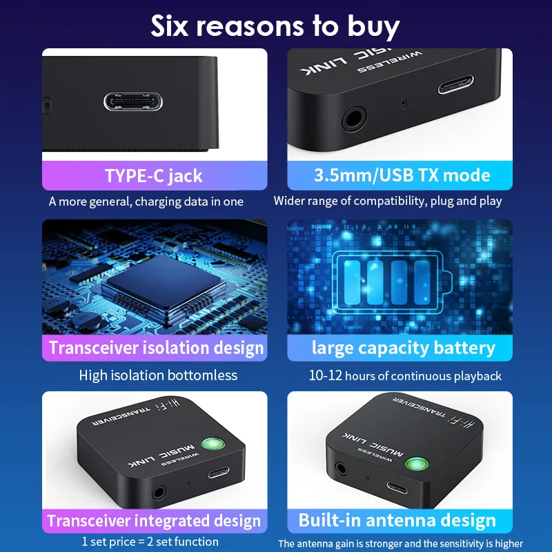 Bluetooth 5.2 ricetrasmettitore Audio 2 in 1 trasmettitore e ricevitore RX/TX modalità bluetooth Wireless per altoparlante bluetooth TV