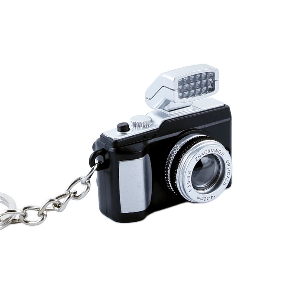 Retro Camera Keychain Mini Sound Light Model Bag Charm Car Key Chain for Creative Glowing Keychain Toy Camera Bag Doll Keyring