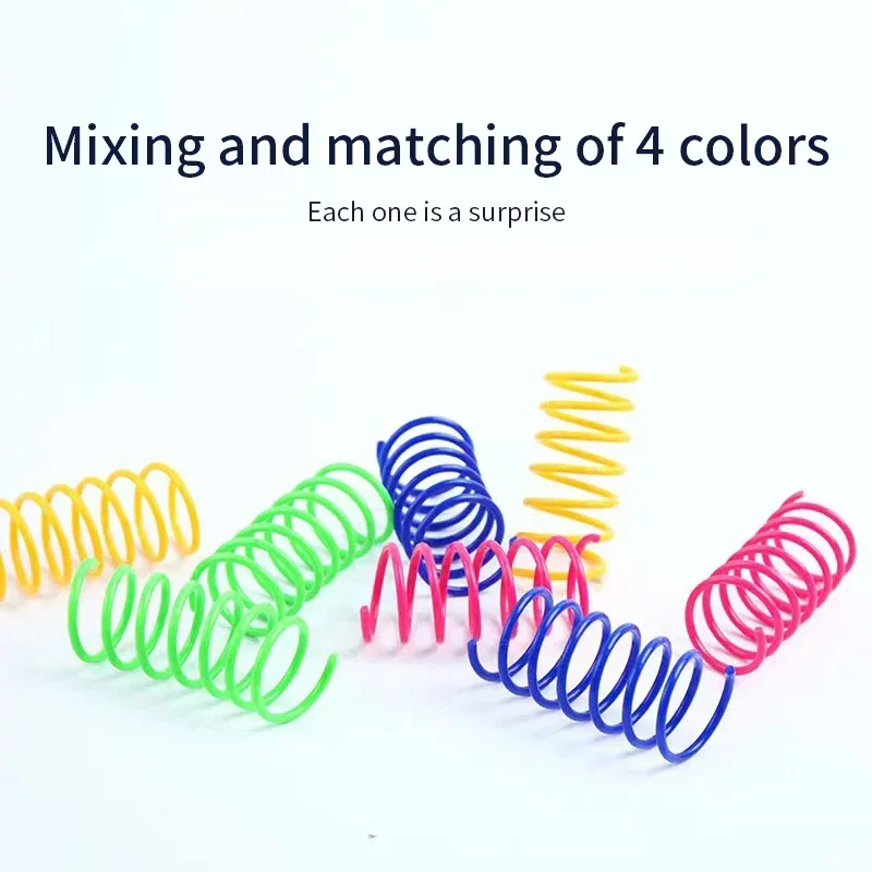 4Pcs Elastic Plastic Cat Spring Toys Interactive Bouncing Coil Toys for Indoor Kittens Hunting Swatting Exercise Teething Fun