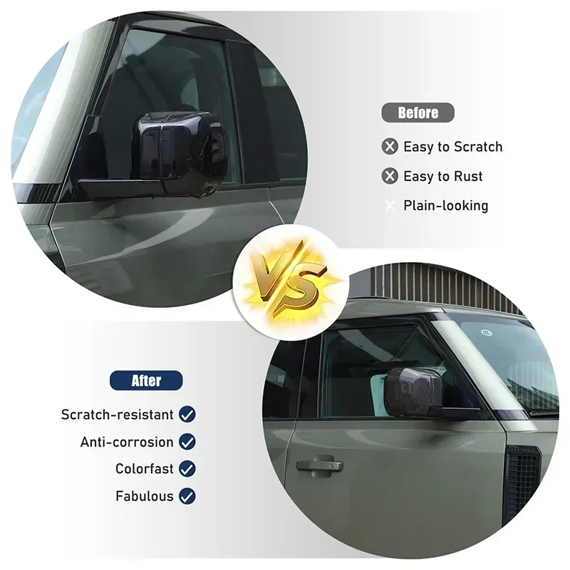 

2 шт. настоящее углеродное волокно для Land Rover Defender 90 110 130 2020 + автомобильное зеркало заднего вида, накладка, защитная наклейка, аксессуары