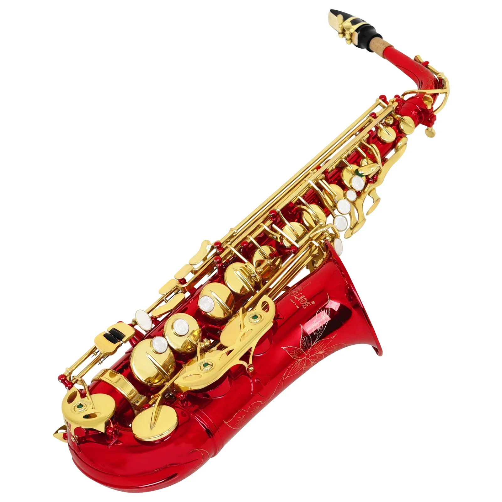SLADE Eb Alto Saxophone Brass Body Carved Shell Button Sax Beginning Student Saxophone Woodwind Instrument with Case Accessory