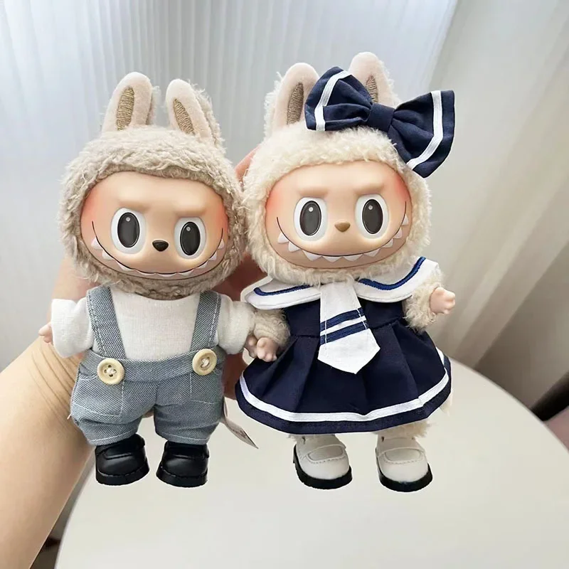 For 17cm Labubu V2 V1 Idol Dolls Clothing College Style Dress Suit Shoes  Labubu Clothes Ropa Labubu