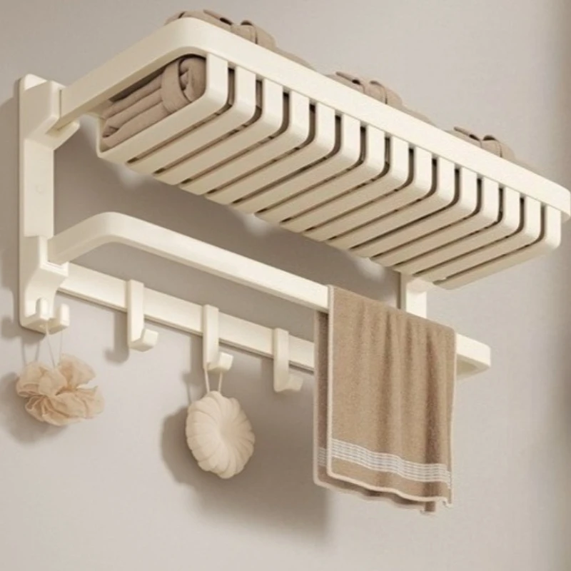 Metallic Storage Shelves Towels Rack Wall Mount Bathroom Metal Rack Folding Shelf Bracket Shower Caddy Bathroom Organization