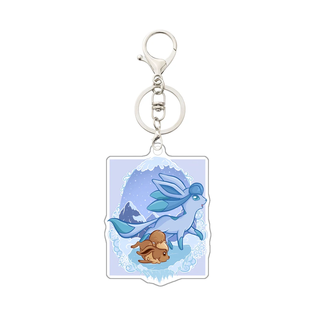 Anime Pokemon Glaceon Leafeon Jolteon Vaporeon Eevee Espeon Umbreon Acrylic Keychain Bag Pendant Decoration Accessories