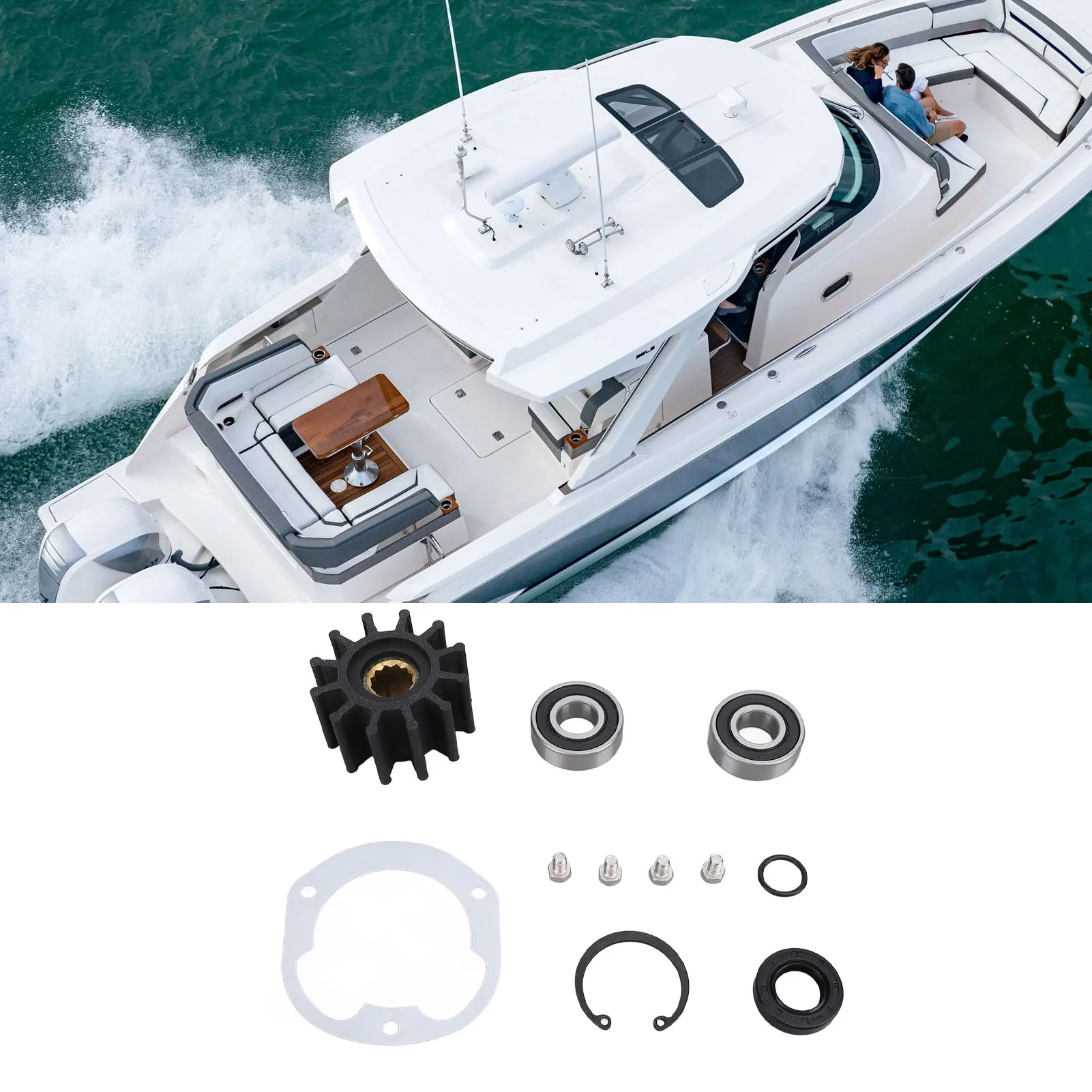 ชุดซ่อมปั๊มน้ำทะเลสำหรับเรือ พร้อมซีลใบพัด สำหรับปั๊มน้ำทะเลแบบติดตั้งด้านข้าง OMC รุ่น 3857794 3851982 0768643 3855079