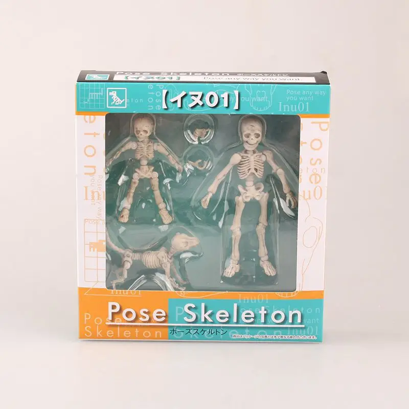 3-8 Cm Three Cute Fashion Design Mr. Bones Pose Skeleton Model With Dog Table Desk Book Mini Figure Kids Toys Collectible Gift