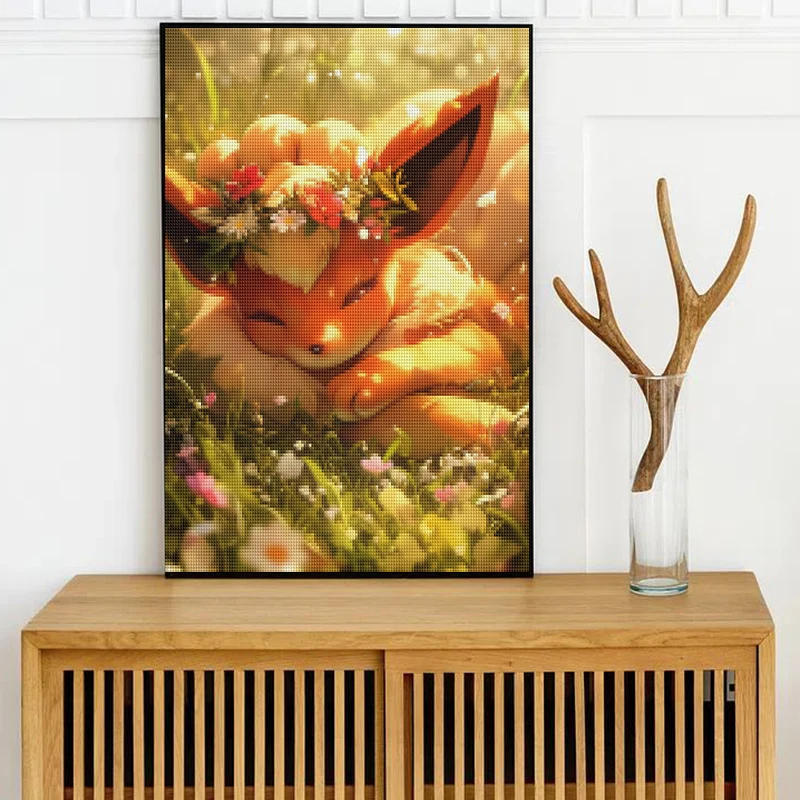 الماس الفن اللوحة الكرتون البوكيمون بيكاتشو الثعلب Eevee Vulpix ديكور المنزل هدية كامل مربع ومستدير فسيفساء التطريز عبر غرزة