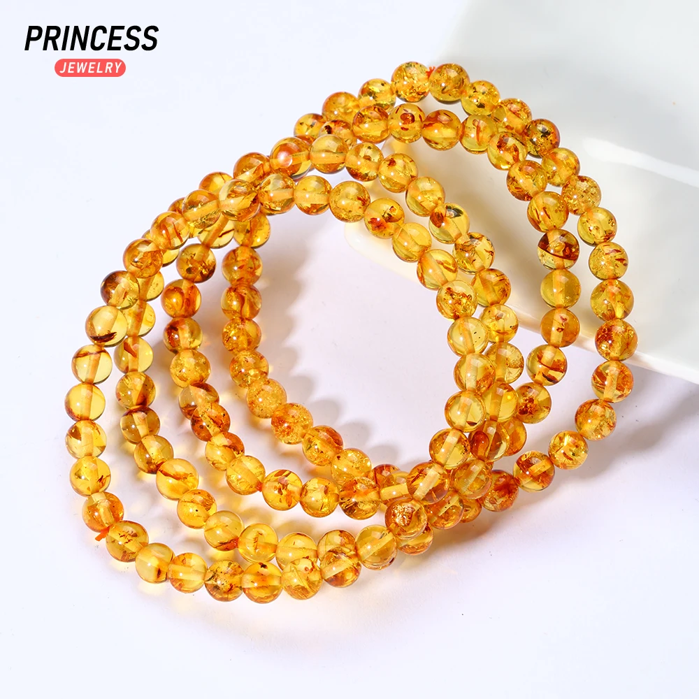 

A++ Natural The Baltic Sea Flower Amber Bracelet 6-8mm Loose Beads for Jewelry Making Bracelelet Wholesale DIY Accessories