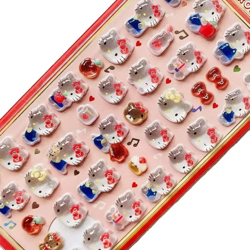 

Sanrio Cartoon Cute New 105pcs 3d Relief Water Solid Plastic Sticker Droplet Sticker Kuromi Melody Diy Girl Sticker Wholesale