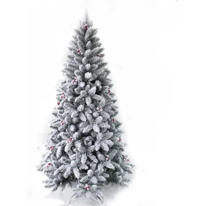 AM-711-270, Snowy 9 FEET Premium Full Shape Hinged Artificial Christmas Tree with Metal Stand, Heavily Flocked Snow, Unlit