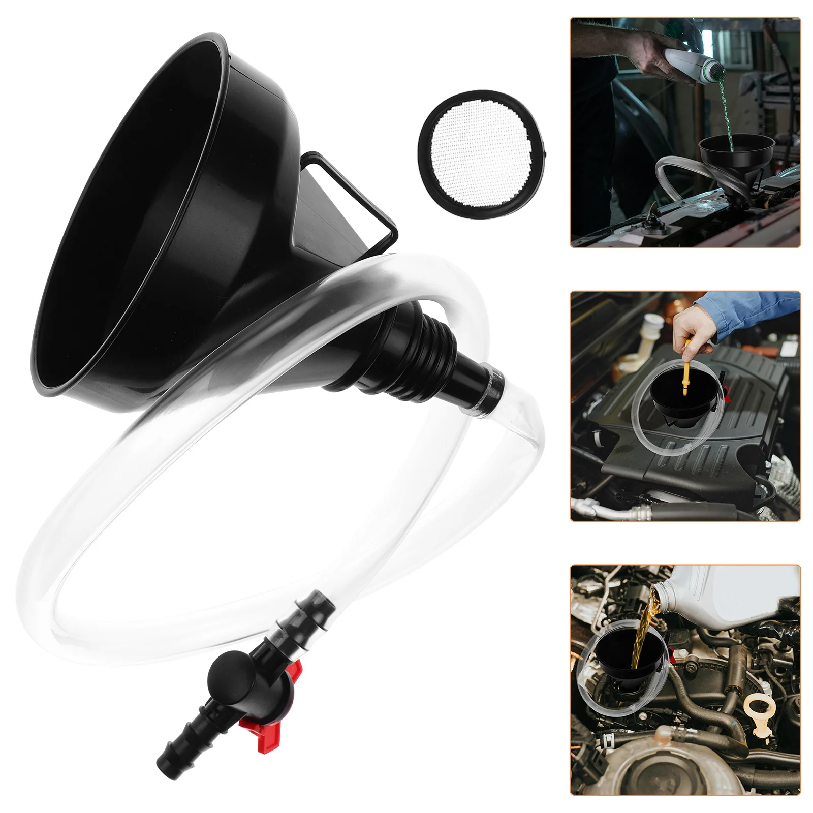 

Spout Long Flexible Fuel Funnel Valve Switch Easy Pour Motorcycle Oil Transmission Liquid Funnel Funnels for Filling Bottles