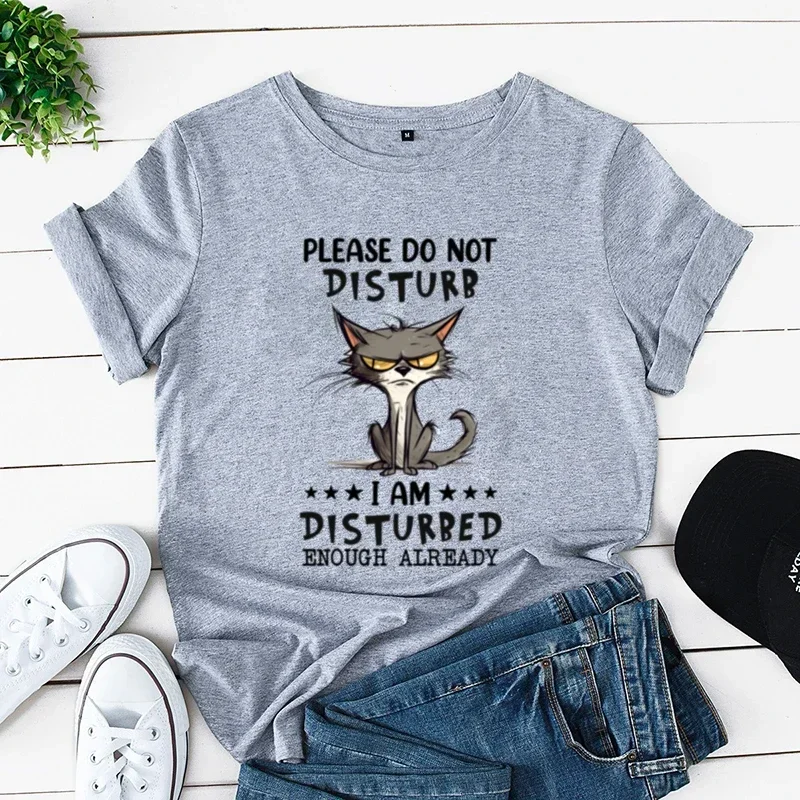 New Women Short Sleeve T-Shirt BLACK CAT GARDENING BECAUSE MURDER IS WRONG Tops Murder Black Cat Women Trendy Tees Short Sleeve